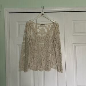 Floral embroidery mesh top